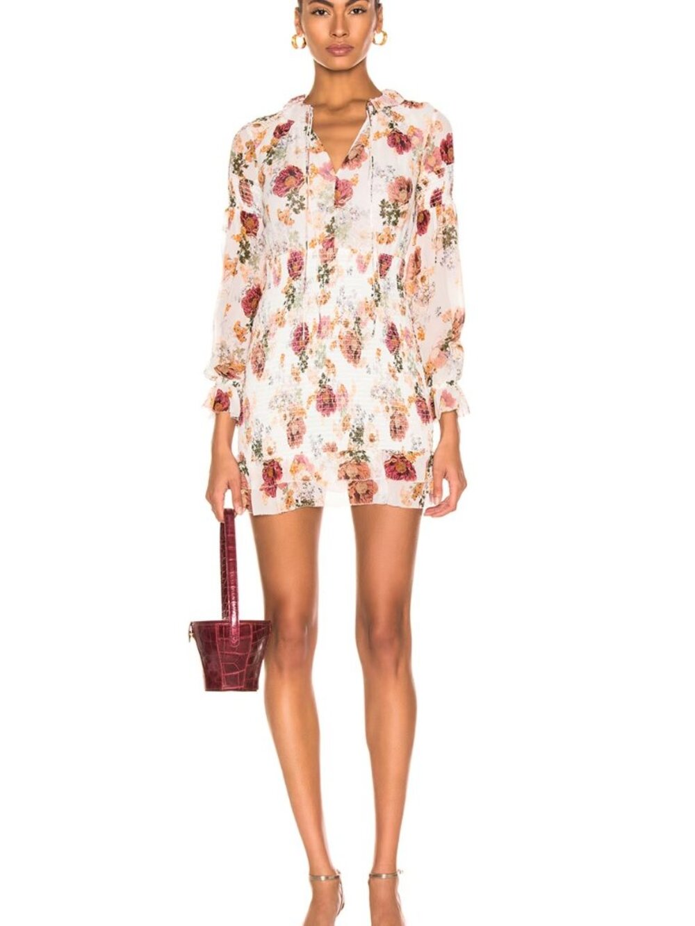 *Brand New* NICHOLAS Ivory Floral Mini Dress with Rose and Rust Blooms